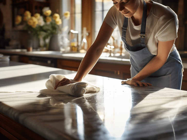 Natursteinarbeitsplatten in der Küche richtig reinigen, so gehts